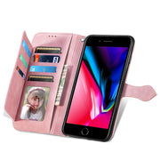 Custodia per telefono in pelle antiurto con fiore in rilievo, For iPhone SE 2022 / SE 2020 / 8 / 7, For iPhone 8 Plus / 7 Plus
