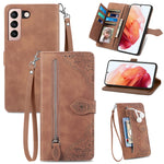 Custodia per telefono in pelle antiurto con fiore in rilievo, For Samsung Galaxy S21+ 5G, For Samsung Galaxy S21 Ultra 5G, For Samsung Galaxy S21 5G, For Samsung Galaxy S22+ 5G