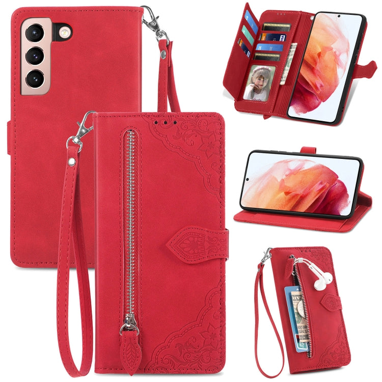 Custodia per telefono in pelle antiurto con fiore in rilievo, For Samsung Galaxy S21+ 5G, For Samsung Galaxy S21 Ultra 5G, For Samsung Galaxy S21 5G, For Samsung Galaxy S22+ 5G