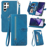 Custodia per telefono in pelle antiurto con fiore in rilievo, For Samsung Galaxy S22 Ultra 5G, For Samsung Galaxy S22 5G