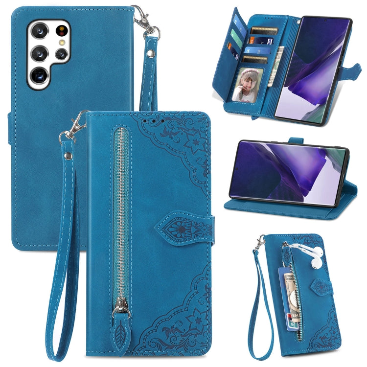 Custodia per telefono in pelle antiurto con fiore in rilievo, For Samsung Galaxy S22 Ultra 5G, For Samsung Galaxy S22 5G