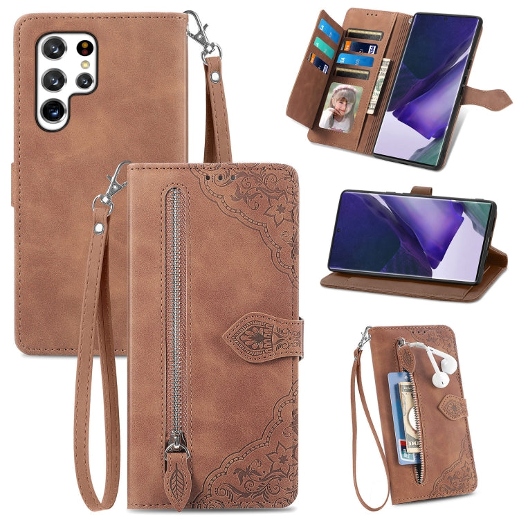 Custodia per telefono in pelle antiurto con fiore in rilievo, For Samsung Galaxy S22 Ultra 5G, For Samsung Galaxy S22 5G