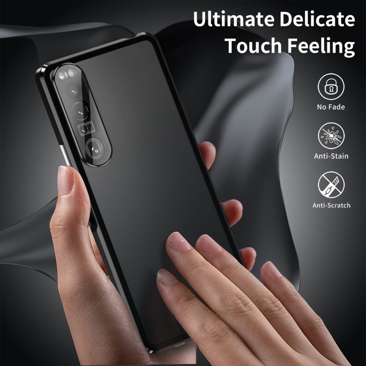 Custodia per telefono in vetro temperato in metallo magnetico HD, For Sony Xperia 1 IV