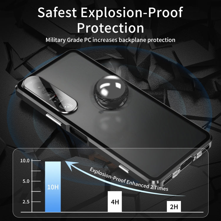 Custodia per telefono in vetro temperato in metallo magnetico HD, For Sony Xperia 1 IV