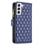 Custodia per telefono a conchiglia in pelle con portafoglio con cerniera Diamond Lattice, For Samsung Galaxy S22 5G, For Samsung Galaxy S22+ 5G, For Samsung Galaxy S22 Ultra 5G, For Samsung Galaxy S21 5G