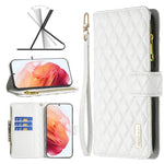 Custodia per telefono a conchiglia in pelle con portafoglio con cerniera Diamond Lattice, For Samsung Galaxy S22 5G, For Samsung Galaxy S22+ 5G, For Samsung Galaxy S22 Ultra 5G, For Samsung Galaxy S21 5G