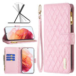Custodia per telefono a conchiglia in pelle con portafoglio con cerniera Diamond Lattice, For Samsung Galaxy S22 5G, For Samsung Galaxy S22+ 5G, For Samsung Galaxy S22 Ultra 5G, For Samsung Galaxy S21 5G
