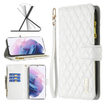 Custodia per telefono a conchiglia in pelle con portafoglio con cerniera Diamond Lattice, For Samsung Galaxy S21+ 5G, For Samsung Galaxy S21 Ultra 5G, For Samsung Galaxy S21 FE 5G, For Samsung Galaxy S20