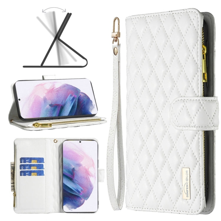 Custodia per telefono a conchiglia in pelle con portafoglio con cerniera Diamond Lattice, For Samsung Galaxy S21+ 5G, For Samsung Galaxy S21 Ultra 5G, For Samsung Galaxy S21 FE 5G, For Samsung Galaxy S20