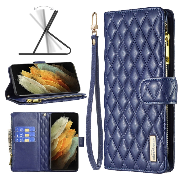 Custodia per telefono a conchiglia in pelle con portafoglio con cerniera Diamond Lattice, For Samsung Galaxy S21+ 5G, For Samsung Galaxy S21 Ultra 5G, For Samsung Galaxy S21 FE 5G, For Samsung Galaxy S20