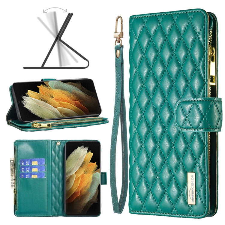 Custodia per telefono a conchiglia in pelle con portafoglio con cerniera Diamond Lattice, For Samsung Galaxy S21+ 5G, For Samsung Galaxy S21 Ultra 5G, For Samsung Galaxy S21 FE 5G, For Samsung Galaxy S20