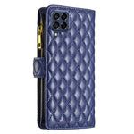 Custodia per telefono a conchiglia in pelle con portafoglio con cerniera Diamond Lattice, For Samsung Galaxy M53 5G