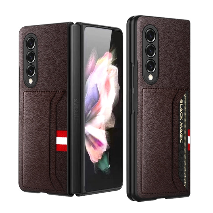 Custodia per telefono pieghevole in morbida microfibra Litchi Texture, For Samsung Galaxy Z Fold4