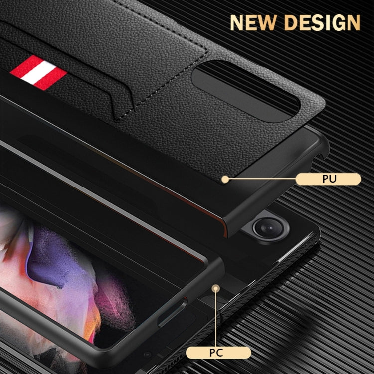 Custodia per telefono pieghevole in morbida microfibra Litchi Texture, For Samsung Galaxy Z Fold4