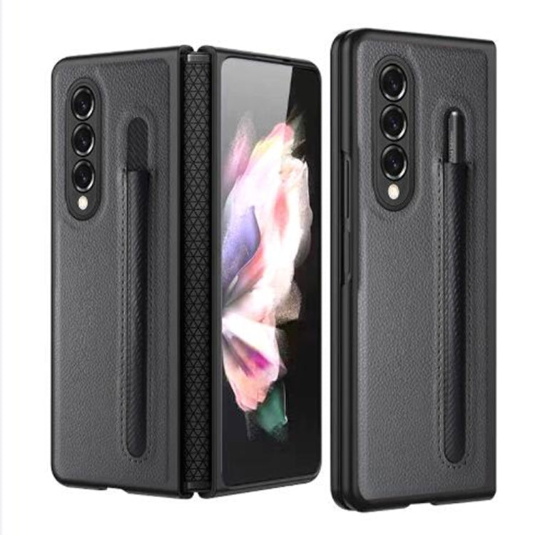 Custodia per telefono pieghevole con protezione cerniera Litchi Texture, For Samsung Galaxy Z Fold4