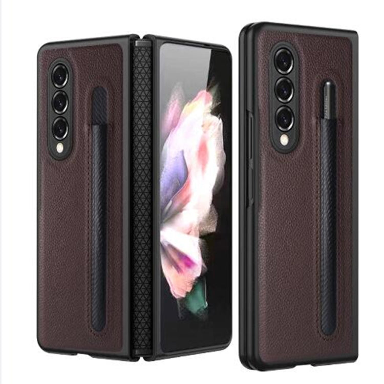 Custodia per telefono pieghevole con protezione cerniera Litchi Texture, For Samsung Galaxy Z Fold4