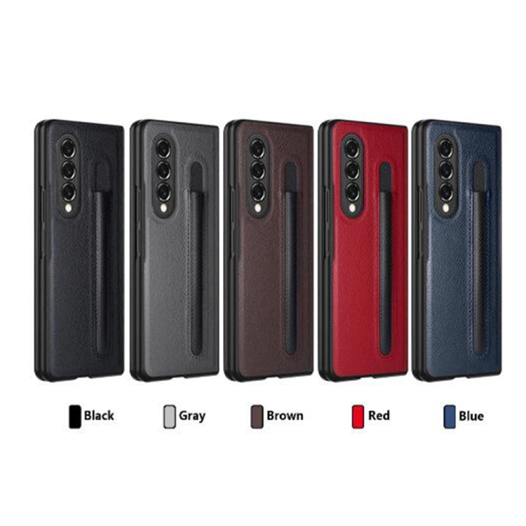 Custodia per telefono pieghevole con protezione cerniera Litchi Texture, For Samsung Galaxy Z Fold4