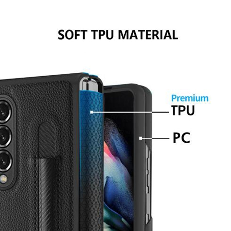 Custodia per telefono pieghevole con protezione cerniera Litchi Texture, For Samsung Galaxy Z Fold4