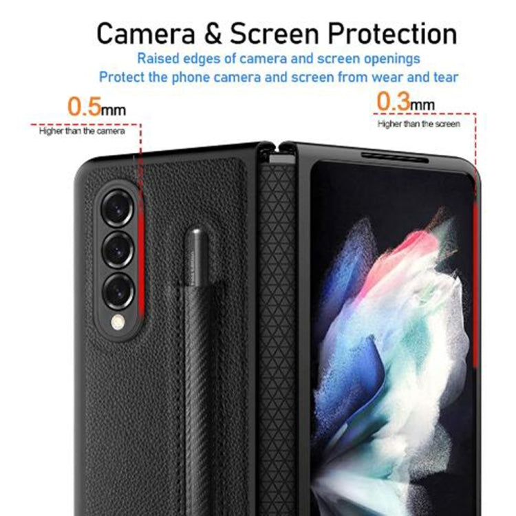Custodia per telefono pieghevole con protezione cerniera Litchi Texture, For Samsung Galaxy Z Fold4