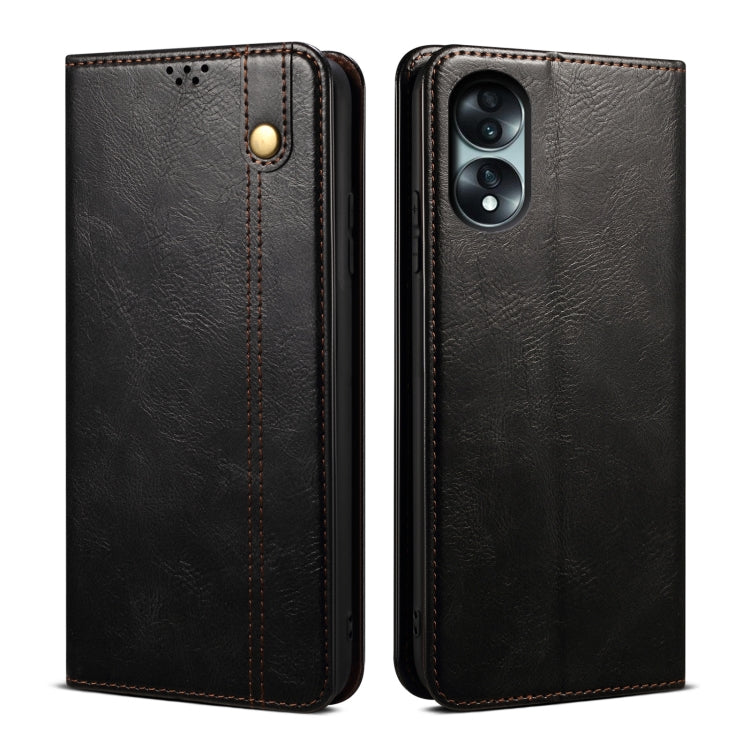 Custodia per telefono in pelle con trama di cavallo pazzo in cera d'olio, For Honor 70, For Honor 70 Pro / 70 Pro+
