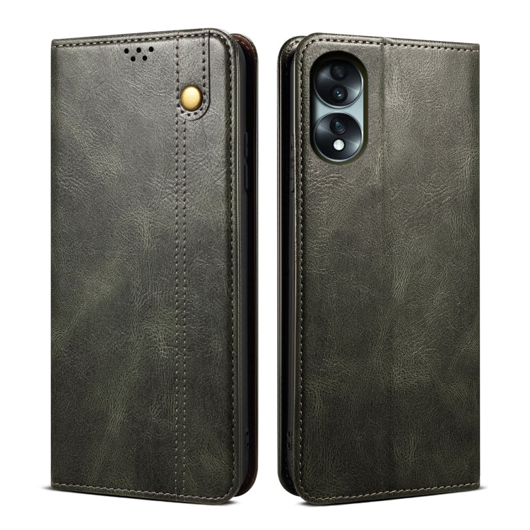 Custodia per telefono in pelle con trama di cavallo pazzo in cera d'olio, For Honor 70, For Honor 70 Pro / 70 Pro+