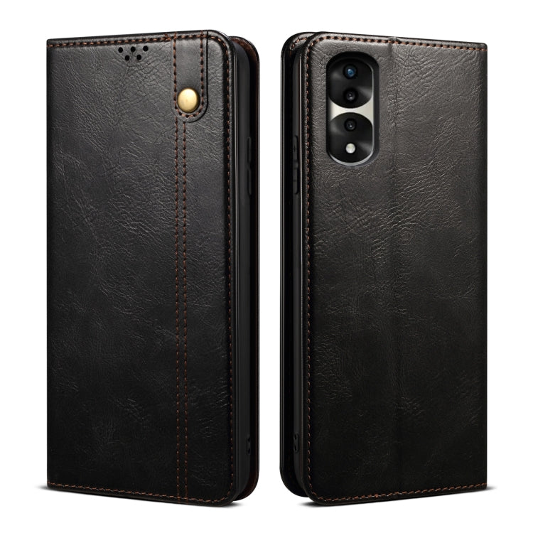 Custodia per telefono in pelle con trama di cavallo pazzo in cera d'olio, For Honor 70, For Honor 70 Pro / 70 Pro+