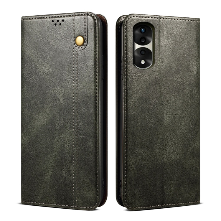 Custodia per telefono in pelle con trama di cavallo pazzo in cera d'olio, For Honor 70, For Honor 70 Pro / 70 Pro+