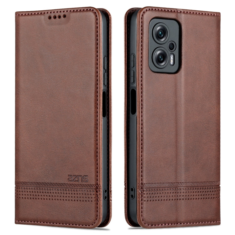 Custodia per telefono in pelle con texture di vitello magnetica AZNS, For Xiaomi 12 Lite, For Xiaomi Redmi Note 11T Pro / Poco X4 GT