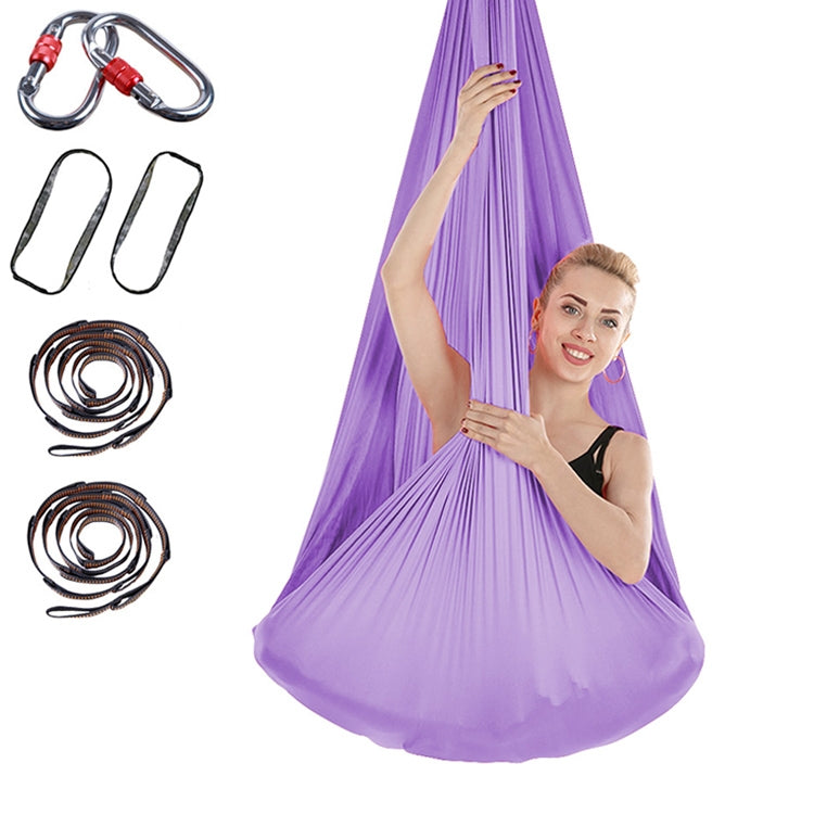 Amaca yoga aerea antigravità per interni senza nodi con fibbia / cinturino di estensione, dimensioni: 400x280 cm