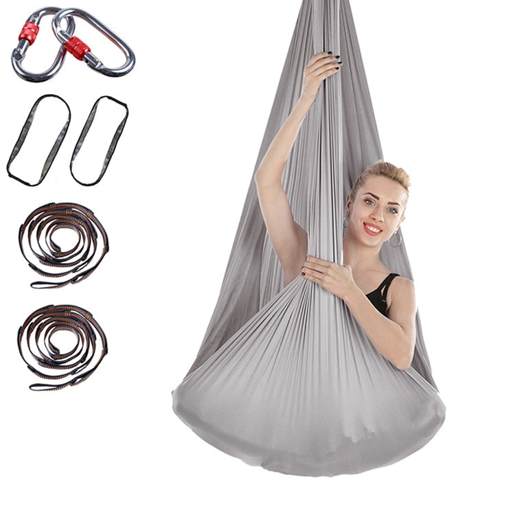 Amaca yoga aerea antigravità per interni senza nodi con fibbia / cinturino di estensione, dimensioni: 400x280 cm