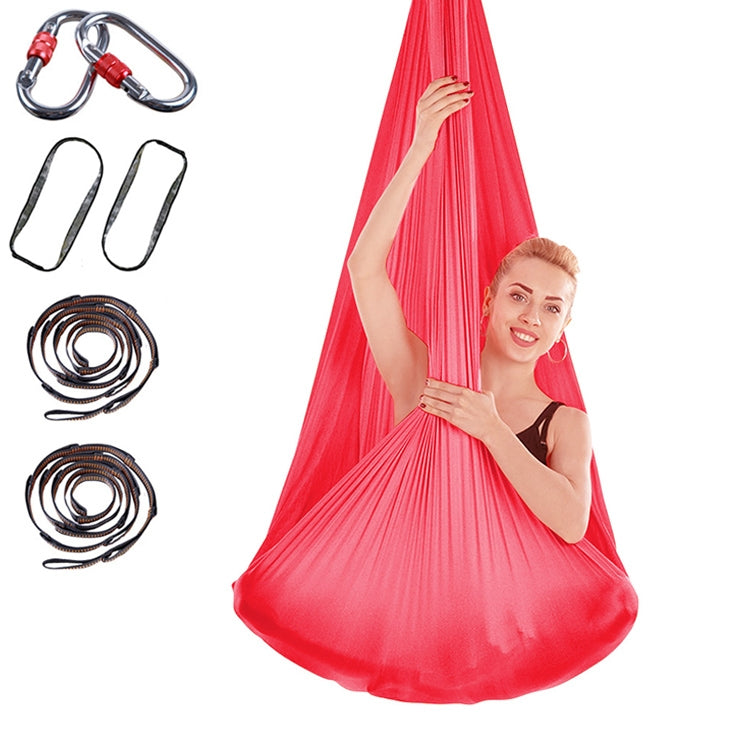 Amaca yoga aerea antigravità per interni senza nodi con fibbia / cinturino di estensione, dimensioni: 400x280 cm