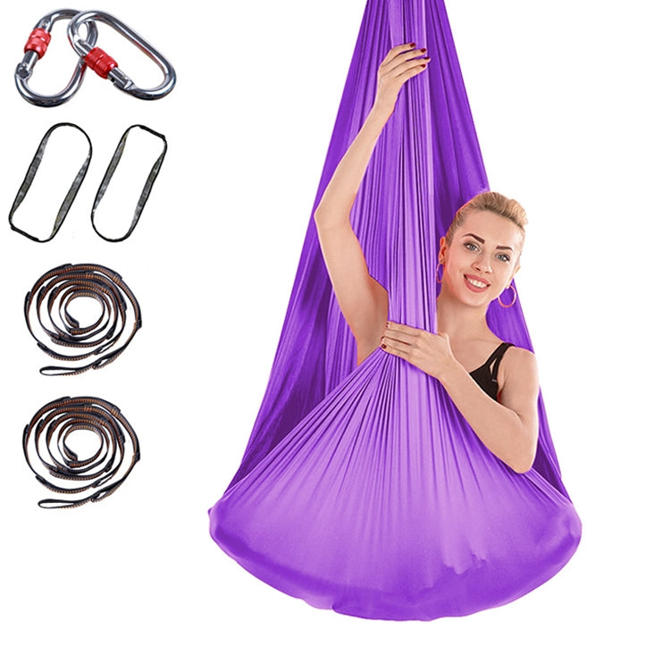 Amaca yoga aerea antigravità per interni senza nodi con fibbia / cinturino di estensione, dimensioni: 400x280 cm