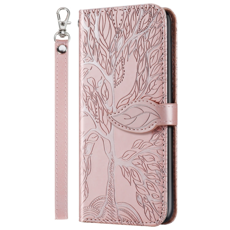 Custodia portafoglio in pelle con motivo Life of Tree per iPhone