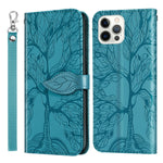 Custodia portafoglio in pelle con motivo Life of Tree per iPhone