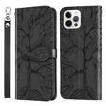 Custodia portafoglio in pelle con motivo Life of Tree per iPhone