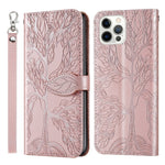 Custodia portafoglio in pelle con motivo Life of Tree per iPhone