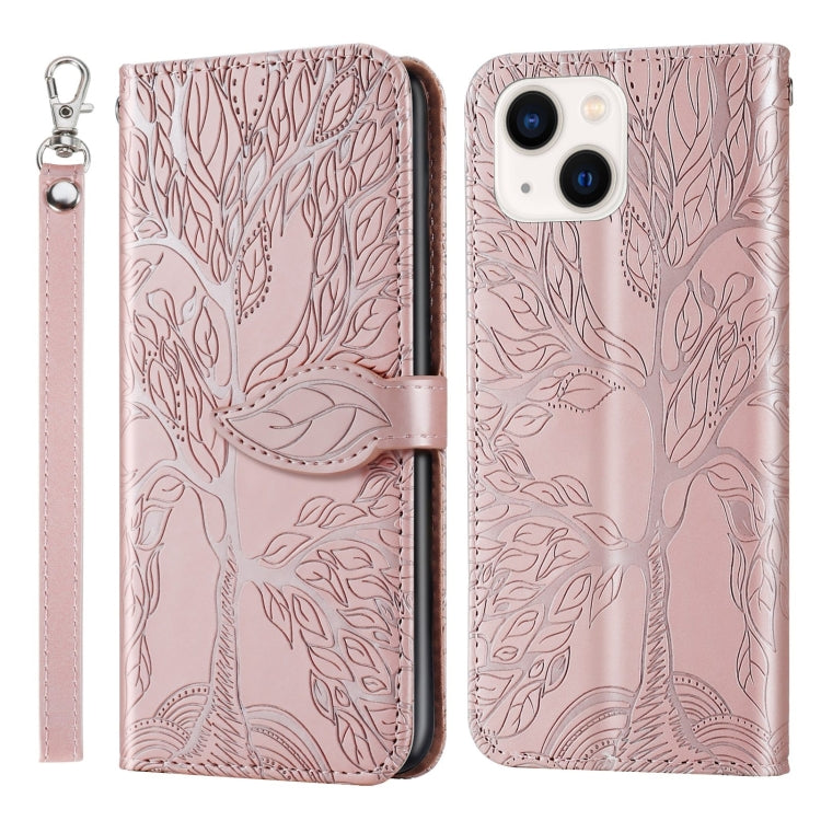 Custodia portafoglio in pelle con motivo Life of Tree per iPhone