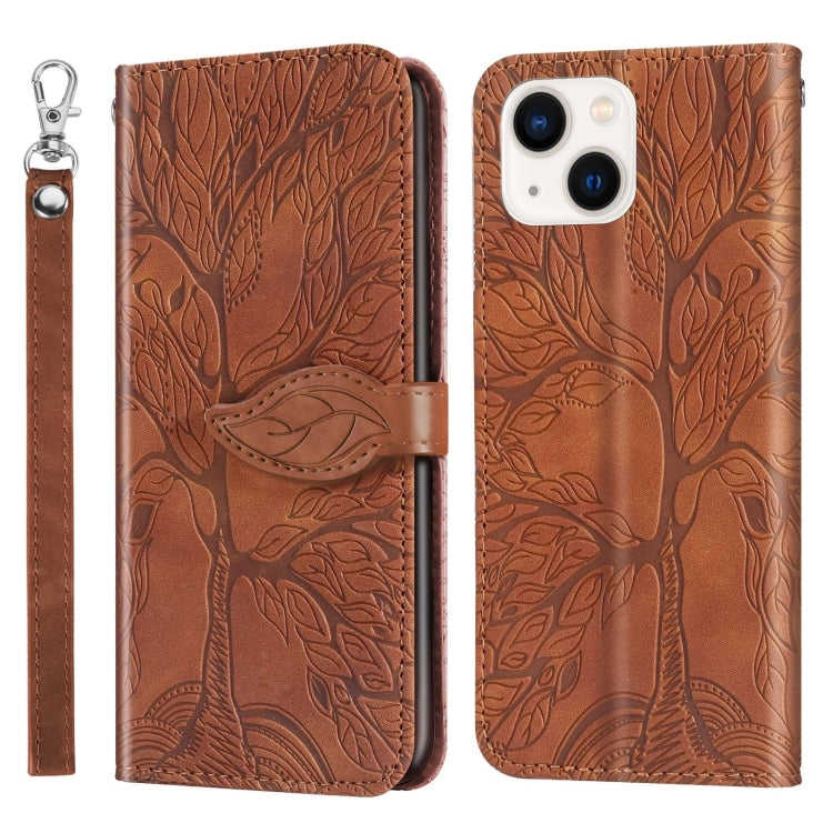 Custodia portafoglio in pelle con motivo Life of Tree per iPhone