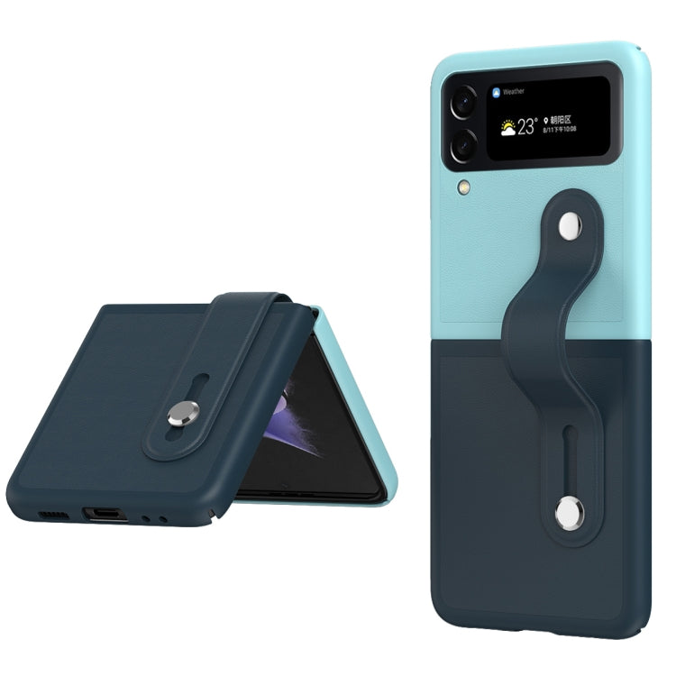Custodia per telefono pieghevole con cinturino in pelle a contrasto, For Samsung Galaxy Z Flip4