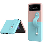 Custodia per telefono pieghevole con cinturino in pelle a contrasto, For Samsung Galaxy Z Flip4