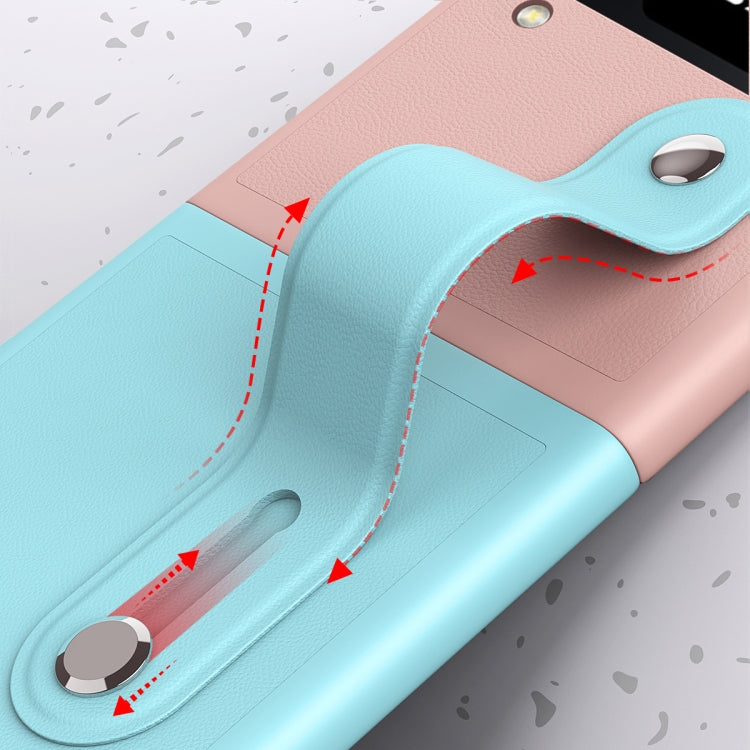 Custodia per telefono pieghevole con cinturino in pelle a contrasto, For Samsung Galaxy Z Flip4