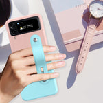 Custodia per telefono pieghevole con cinturino in pelle a contrasto, For Samsung Galaxy Z Flip4