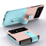 Custodia per telefono pieghevole con cinturino in pelle a contrasto, For Samsung Galaxy Z Flip4