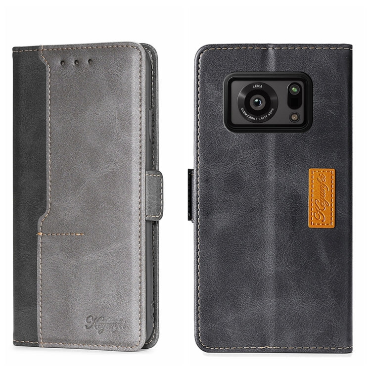Custodia per telefono in pelle con fibbia laterale a contrasto di colore, For Sharp Aquos R6
