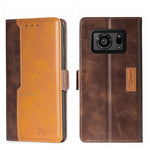 Custodia per telefono in pelle con fibbia laterale a contrasto di colore, For Sharp Aquos R6