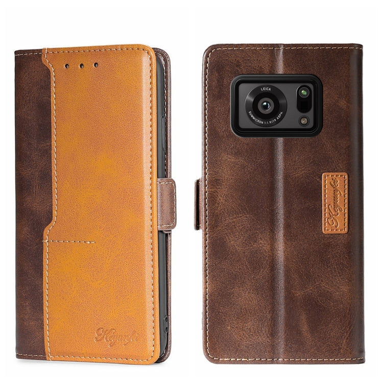 Custodia per telefono in pelle con fibbia laterale a contrasto di colore, For Sharp Aquos R6