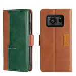 Custodia per telefono in pelle con fibbia laterale a contrasto di colore, For Sharp Aquos R6