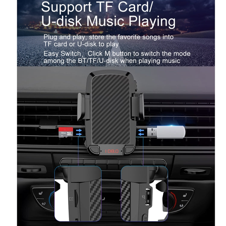 C1 Supporto per telefono con presa d'aria per trasmettitore FM per lettore MP3 Bluetooth 5.0 per auto, C1