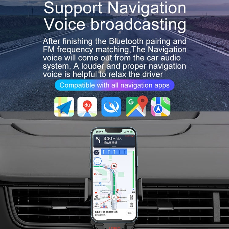 C1 Supporto per telefono con presa d'aria per trasmettitore FM per lettore MP3 Bluetooth 5.0 per auto, C1