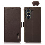 KHAZNEH Custodia per telefono RFID in vera pelle Litchi magnetica laterale, For Huawei Nova 10, For Huawei Nova 10 Pro